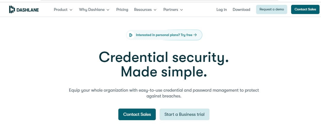 Dashlane website screenshoot.