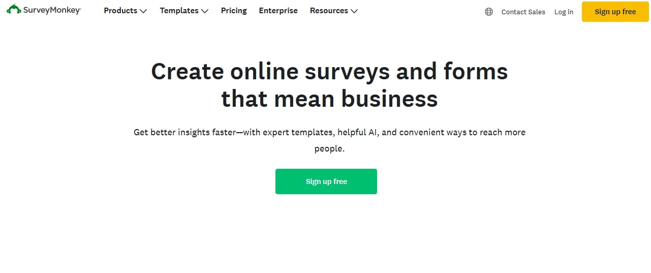 SurveyMonkey website screenshoot.