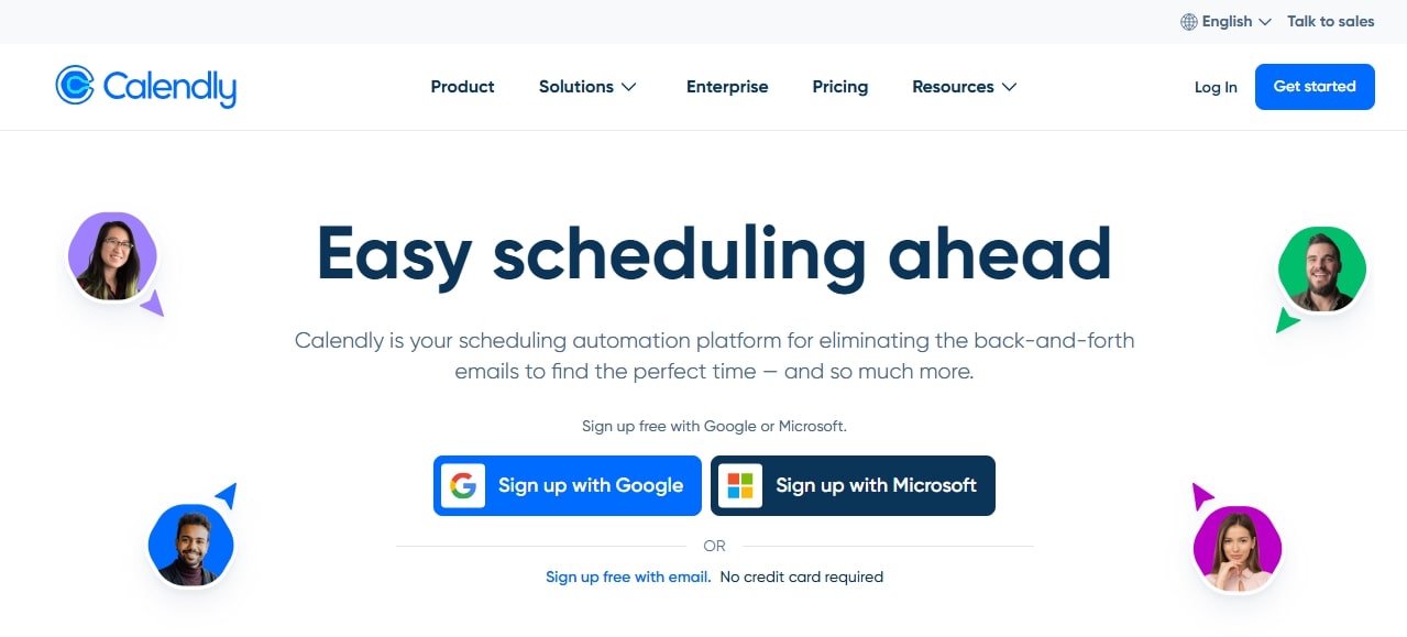 Calendly website screenshoot.