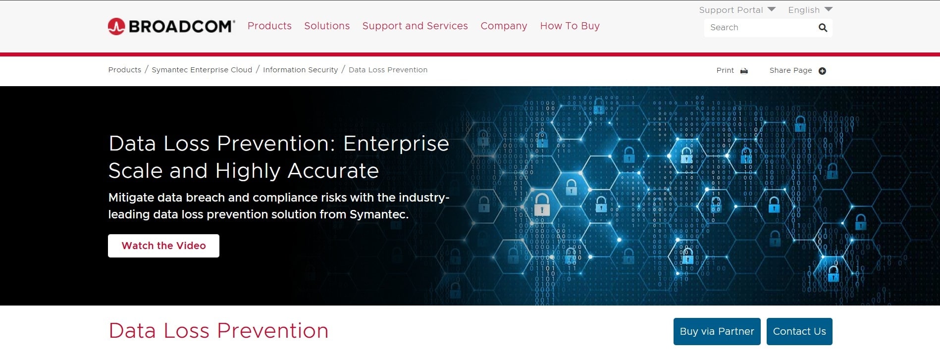 Symantec DLP website screenshot