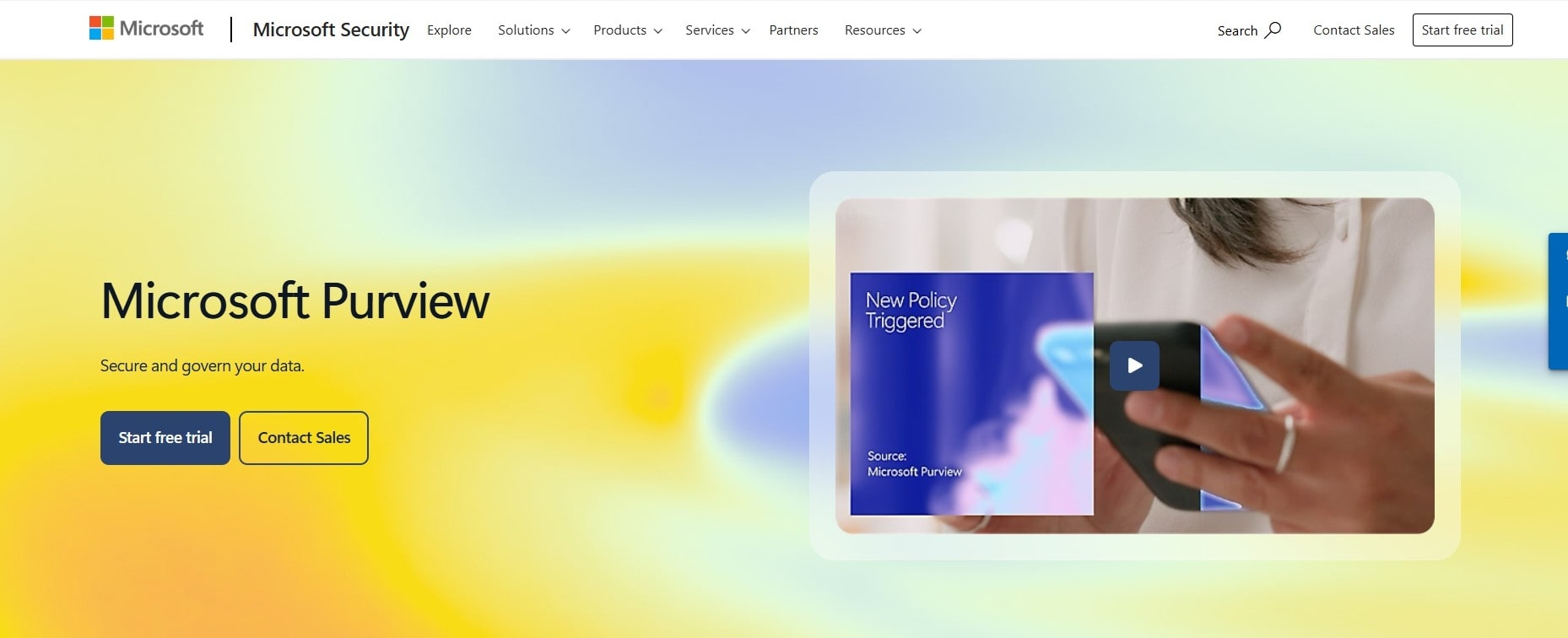 Microsoft DLP website screenshot